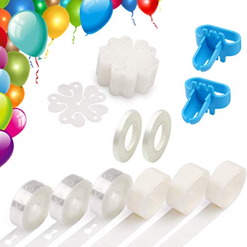 cxwind Balloon Decorating Strip Kit for Arch Garland 49Ft Balloon Tape Strip, 2 Pcs Tying Tool, 300 Dot Glue, 20 Ballon Flower Clip, 64Ft Ribbon for Party Wedding Birthday Xmas Baby Shower DIY (Upgraded Version)