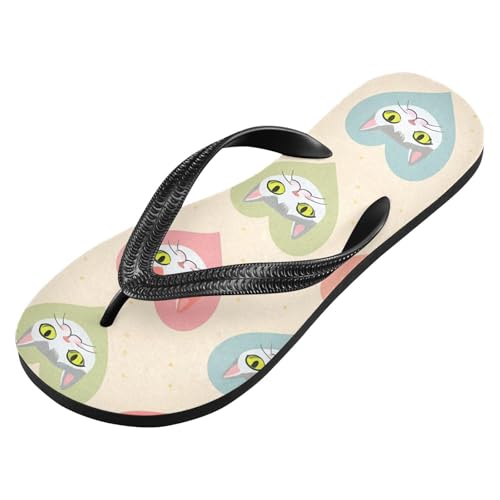 Women Beach Summer Casual Flip Flop Cute Cat HeartQuick Dry Sandals Slipper for Men A2301295