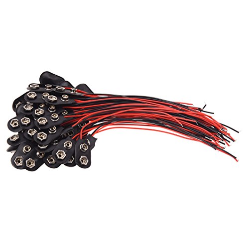 TOOGOO(R) 50 pezzi 2 morsetti a filo 9V batterie clip connettori supporto nero rosso