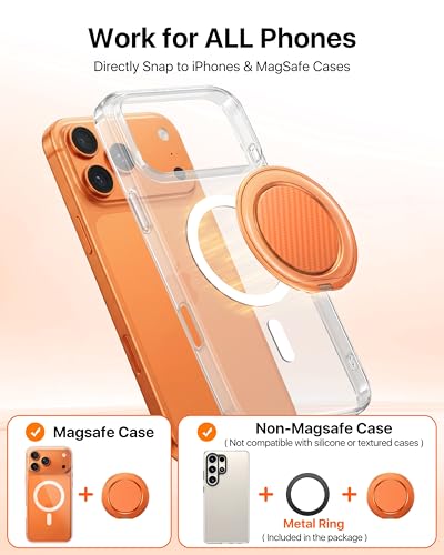 andobil [2026 Ultra-Thin] Magnetic Phone Ring Grip for MagSafe, Orange - image 9