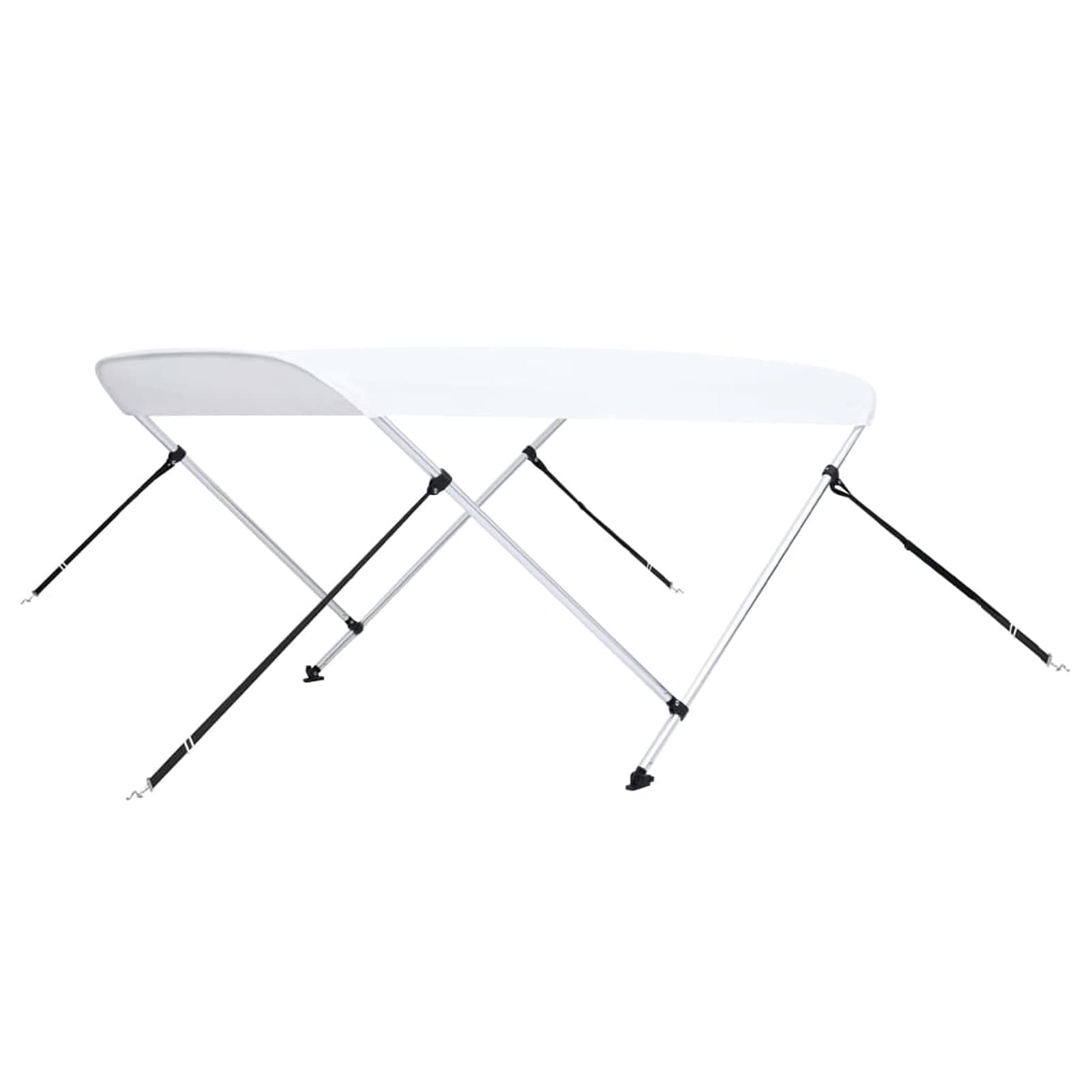 Homgoday Auvent Bimini 2 Arches Toit de Bateau Protection de Soleil Lumière Pluie Parasol Hauteur Réglable Revêtement PU Blanc