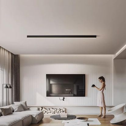 GZZBMY Lampada da Soffitto LED Lineare Semi Incasso Luce da Plafoniere Minimalista Iluminazioni da Plafoniera Moderna Lampadari Striscia Lunga per Soggiorno Camera da Letto (Luce Neutra 4000K,60CM)