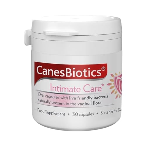 Canesten CanesBiotics Oral Capsules with Live Friendly Bacteria Naturally Present in The Vaginal Flora 4 Billion Live Cultures Vitamin B2 Food Supplement 30 Capsules