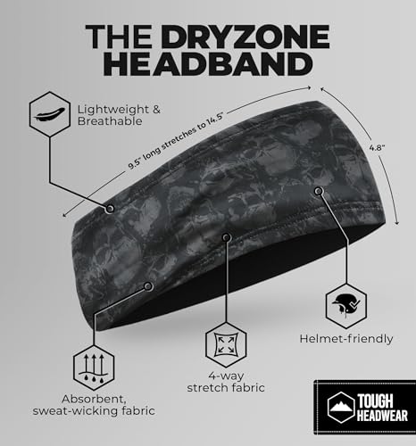 Image of Tough Headwear Tough Outfitters Headband for Men - Mens Headbands - Working Out Sports Performance Head Bands - Athletic Cycling Running Sweat Band, Football Headbands - Sweat Bands Men /Women