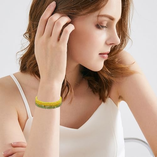 GoPaw Multicouches Bracelets Pour Femme, Bracelets En Cristal Boho Multicouches Bracelet Pour Femme Bracelet De Perles En Cristal (Or 1) – vue 5