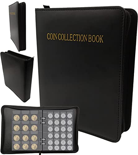 classeur Pieces de Monnaie,classeur Piece Collection,classeur Piece 2 Euros,Rangement Pieces de Monnaie,Collection Pieces Monnaie,(Poche de 3cm-4cm) avec Fermeture éclair