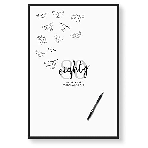Karto 80th Birthday Signature Board for Party - Party Supplies, Guest Book, Signing Board, Or Card Alternative - Poster Size 11x17 (Unframed) - Simple Grey