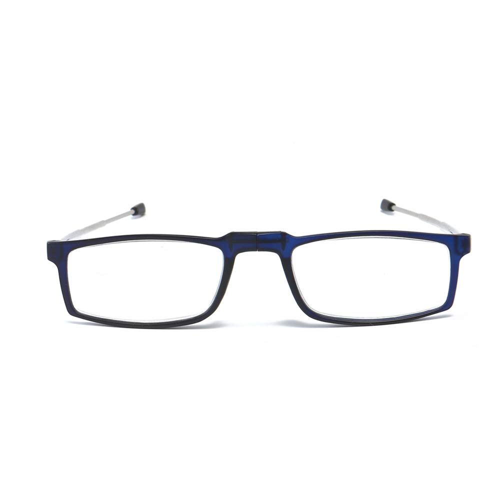 KoKoBin Pieghevole Anti Luce Blu Occhiali da Lettura Per uomo e donna con fionda specchio telescopico gambe con una scatola portatile Per viaggiare (blu, 2.5)