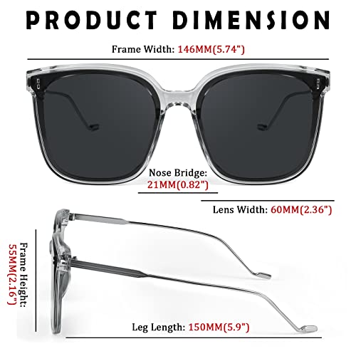 FEISEDY Women Classic Oversized Square Sunglasses Metal Temple Cute Trendy Shades Men B28863