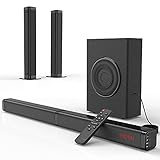 Upgraded 2.1 CH Sound Bar for TV with Subwoofer 240W 3D TV Speaker Surround Sound Home Theater Audio System DSP, HDMI ARC, Bluetooth, USB, Opt, COA, AUX and RCA Connection, 2 in 1 Detachable Design