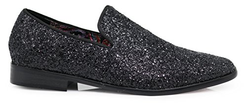 Image of SPK04 Men's Vintage Glitter Dress Loafers Slip On Shoes Classic Tuxedo Dress Shoes