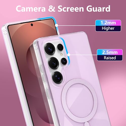 Image of Magnetic Case for Samsung Galaxy S25 Ultra [Compatible with Magsafe] [Anti-Yellowing] [1 Screen Protector] Shockproof Slim Iridescent Sparkly Case for Galaxy S25 Ultra 6.9 inch, Pink