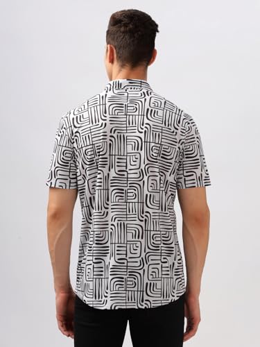 Image of BULLMER Trendy Regular Fit Printed Causal Half Sleeve Shirt for Men
