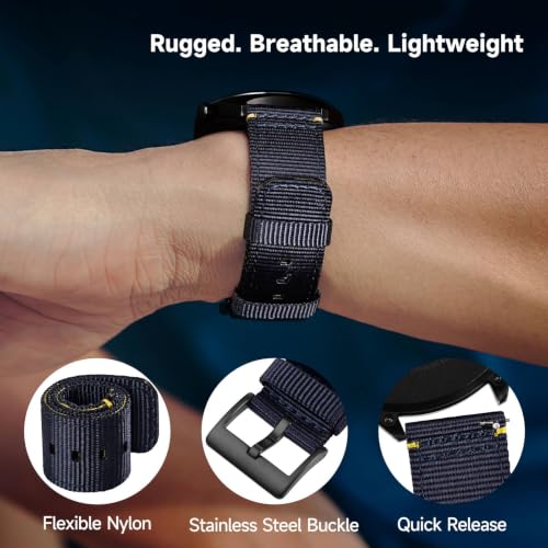 Image of WOCCI Nylon Watch Bands, Contrast Woven Design, Quick Release, Stainless Steel Buckle, Band Width 20mm 22mm 24mm 26mm