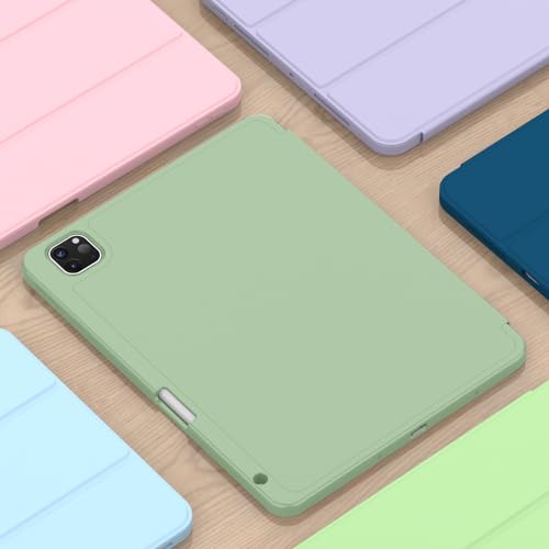 Image of ZryXal New iPad Pro 13 Inch Case (M5) 2025 / (M4) 2024 with Pencil Holder, Smart iPad Case [Support Pencil Pro and Pencil (USB-C)], Support Touch ID and Auto Wake /Sleep (Matcha Green)
