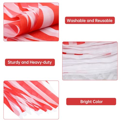 Image of RUBFAC 170ft 120pcs Red and White Striped Pennant Banner, Carnival Circus Decorations Supplies, String Triangle Bunting Flags, Kids Birthday, New Year Eve Celebration Supplies