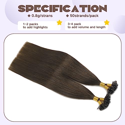 Sindra Dark Brown Hair Extensions U Tip 14 Inch 40g Dark Brown Pre Bonded Fusion Extensions Real Human Hair Straight Nail Keratin #2 14inch - Image 4