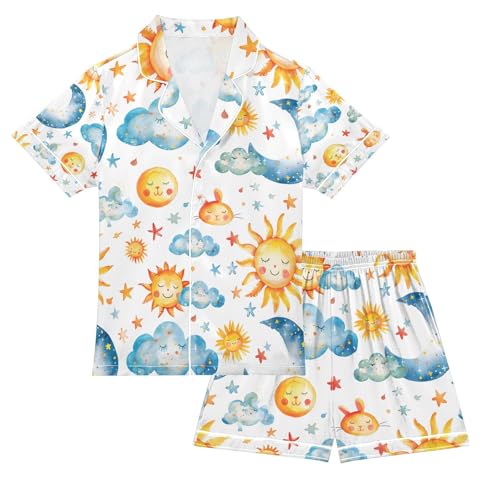 senya Rabbit The Cloud Satin Summer Pajama Sets Silk Short Sleeve Button Down Sleepwear