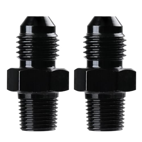 Ucreative 4AN Male Flare to 1/8 NPT Pipe Fitting Adapter Aluminum Straight Black 2Pcs