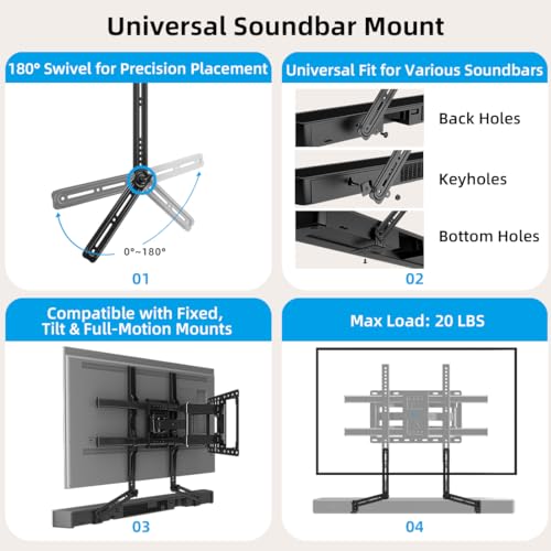 Image of HOME VISION Full Motion TV Mount with Soundbar Bracket, 32-85 inch TVs, 132 lbs