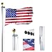 Voilamart 20ft Flagpole Telescopic 5 Sectional Fly 2 Flags, Outdoor Aluminum Flag Pole Kit with the American Flag, Great for Residential or Commercial