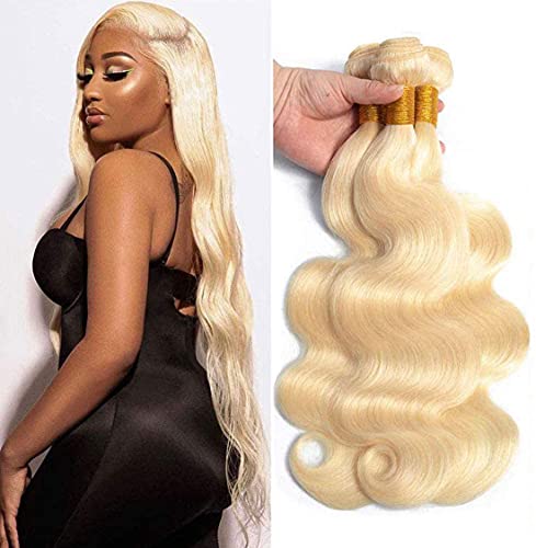 Honey Blonde Bundles 613 Blonde Human Hair 3 Bundles Body Wave Hair Bundles Grade 8A Virgin Hair Bundle For Women Hair Weave Double Weft Hair Bundle 12 14 16 Inch
