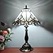 XPHMXP Tiffany Lamp White Baroque Style Stained Glass Lamp 12X12X19 inch Vintage Bedroom Table lamp 3-Way Tiffany Style Reading Desk Light for Home Living Room Office Include Light Bulb