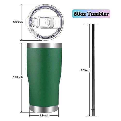 Image of VEGOND 20oz Tumbler Stainless Steel Tumbler Cup with Lid And Straw Vacuum Insulated Double Wall Travel Coffee Mug(dark green package 1)
