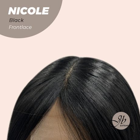 Miniatura 6 de NICOLE - Peluca de encaje frontal, pelucas largas y rizadas negras para mujer, pelucas sintéticas naturales para uso diario (pelucas de cabello