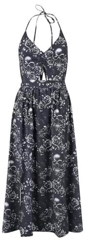 Black Premium by EMP Damen schwarzes Kleid mit Neckholder Schnürung M