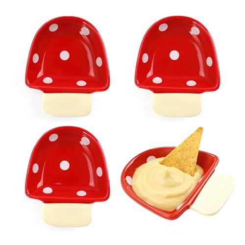 Katathani Mushroom Shaped Ceramic Dip Bowls Set of 4, Soy