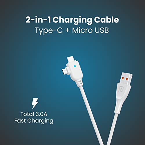 Image of Portronics Konnect Spydr 2 Multi-Functional Charging Cable (Type C + Micro USB) 3.0 A Output, PVC Material(White)