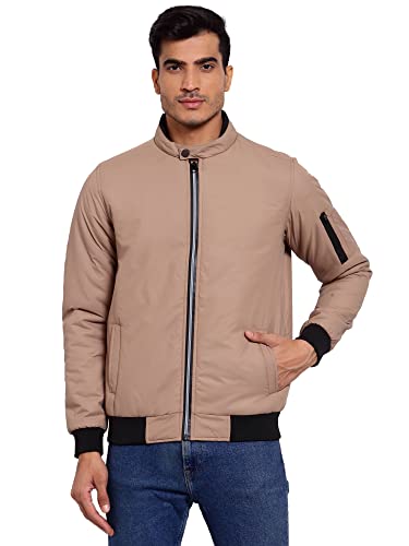 Image of Style Quotient Men Camel Brown Lightweight Outdoor Bomber Jacket