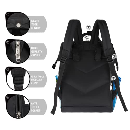 Mochila de fraldas, bolsa de fraldas de dinossauro de surfe, à prova d'água, bolsa de fraldas de ma