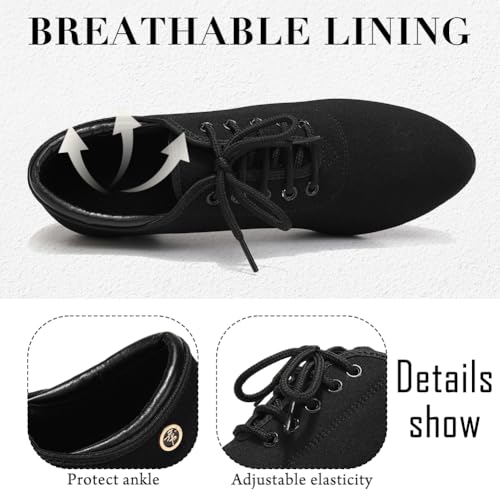Womens Practice Latin Salsa Ballroom Dancing Shoes for 2 Inch Heel Black4