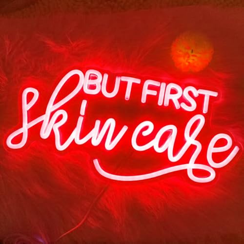 Image of But First Skin Care Led Neon Lights Sign for Home Spa Beauty Cosmetic Salon Wall Decor, Spa Day Gifts for Women,Spa Products Aesthetic Center Salon Door Decorative Acessories(Red)