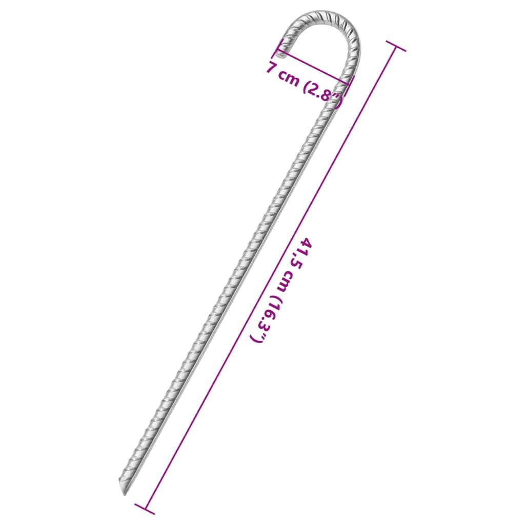Zeltheringe 12 Stück 41,5 cm verzinkter Stahl Ø12 mm mit Haken, für Camping Zeltabspannung, Erdanker für Sturm Windbeständigkeit und Outdoor Zeltheringe