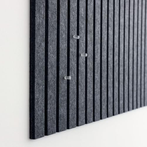 VIVELDA Large Cork Board for Office Black Felt Board Alternative - Slat Wall Paneling, Felt Bulletin Board Tiles for Office Decor, Push pin Board Desk Backboard panel-12-Pack (Moonstone)