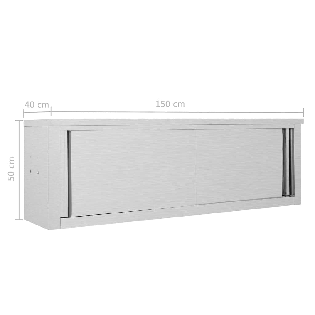 Générique Armoire de Cuisine avec Portes coulissantes 150x40x50 cm INOX,Arts de la Table & Arts culinaires, Stockage des Aliments,51054