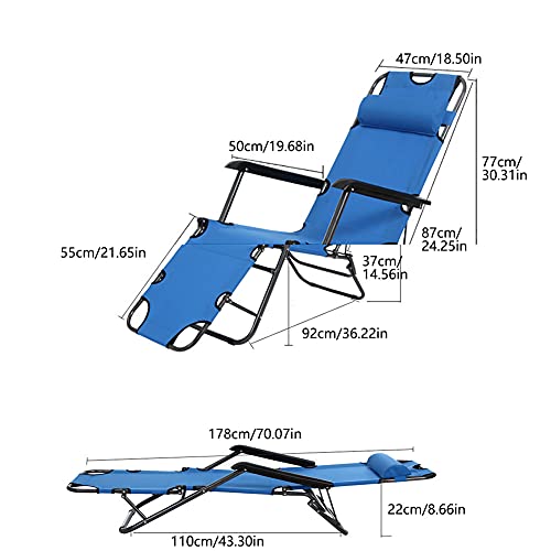 Chaise longue pliable légère et confortable avec appui-tête réglable - 8