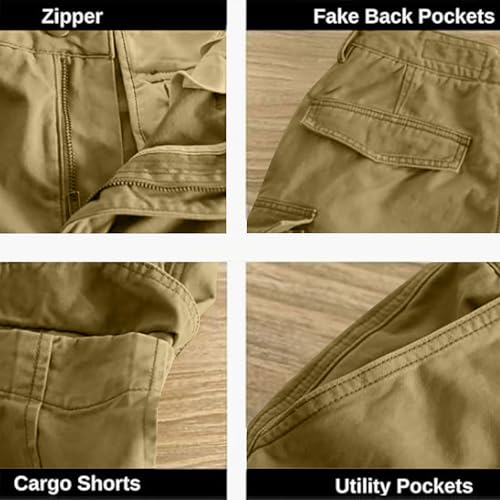 Image of Men's Cotton Twill Hiking Tactical Cargo Shorts Outdoor Lightweight Breathable Multi Pockets Casual Golf Work Shorts