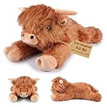 Bobbie & Laxi 22" & 4.5 lbs Highland Cow Weighted Stuffed Animal for Anxiety, Cuddly & Soft Kids' Plush Toy Pillows for Companion, Large Plushies with Removable Ceramsite Bag, Gifts for Adults, Kids