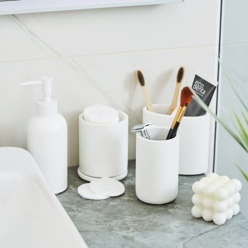 Premium 4 Pcs White Bathroom Accessories Set Complete. Bathroom Soap Dispenser Set. Modern Bathroom Decor Sets Accessories. Bathroom Toothbrush Holder Set. White Bathroom Sets Accessories (White) #TOP5