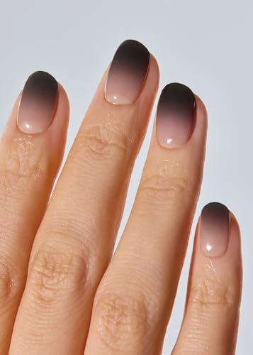 Image of ohora Semi Cured Gel Nail Strips (N Dark Veil) - Works with Any Lamps, Salon-Quality, Long Lasting, Easy to Apply & Remove - Includes 2 Prep Pads, Nail File & Wooden Stick