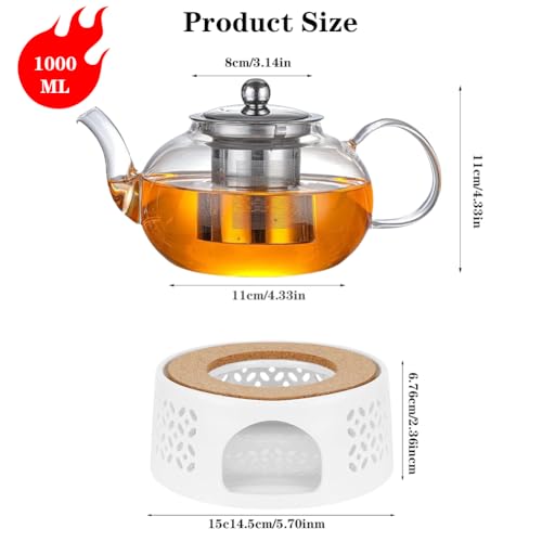 Tetera de 1000 ml con colador de té LOMUG para evitar que tu infusión se enfríe rápido 3
