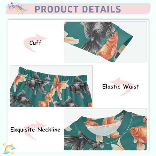 Pajama Sets Long Sleeve Fish Pattern on Fabric Soft Comfy Sleepwear 2 Piece PJS 3-8T4