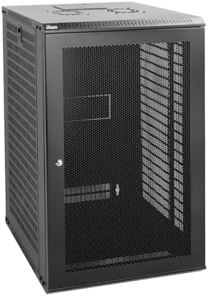 Tecmojo 18U Wall Mount Rack Network Cabinet for 19" IT Equipment,with Lockable Mesh Door and Side Panels,Cooling Fan,Black,17.7inch Depth for AV/Computer/Electronics Equipment Data Rack