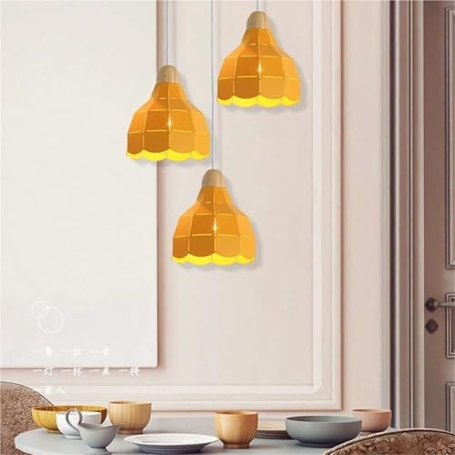 Lámpara colgante de lujo minimalista E27 con acabado amarillo de diseño 6