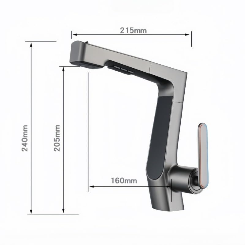 Robinet extractible numérique gris pistolet contre les risques de brûlure