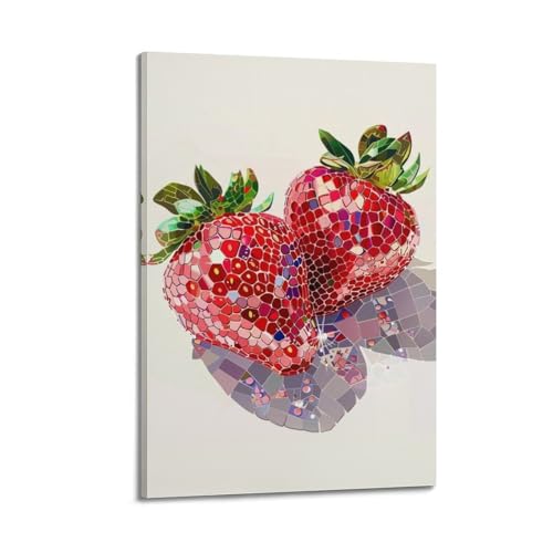 Poster mosaïque de fraises en verre coloré - Toile art mural moderne décoration esthétique
